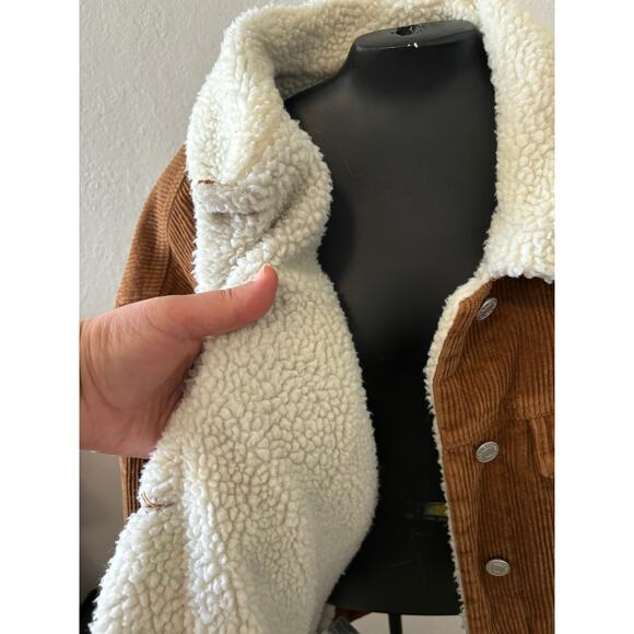 Pacsun Jacket Sherpa Lined Trucker Style Brown Corduroy Size XS - Picture 4 of 4